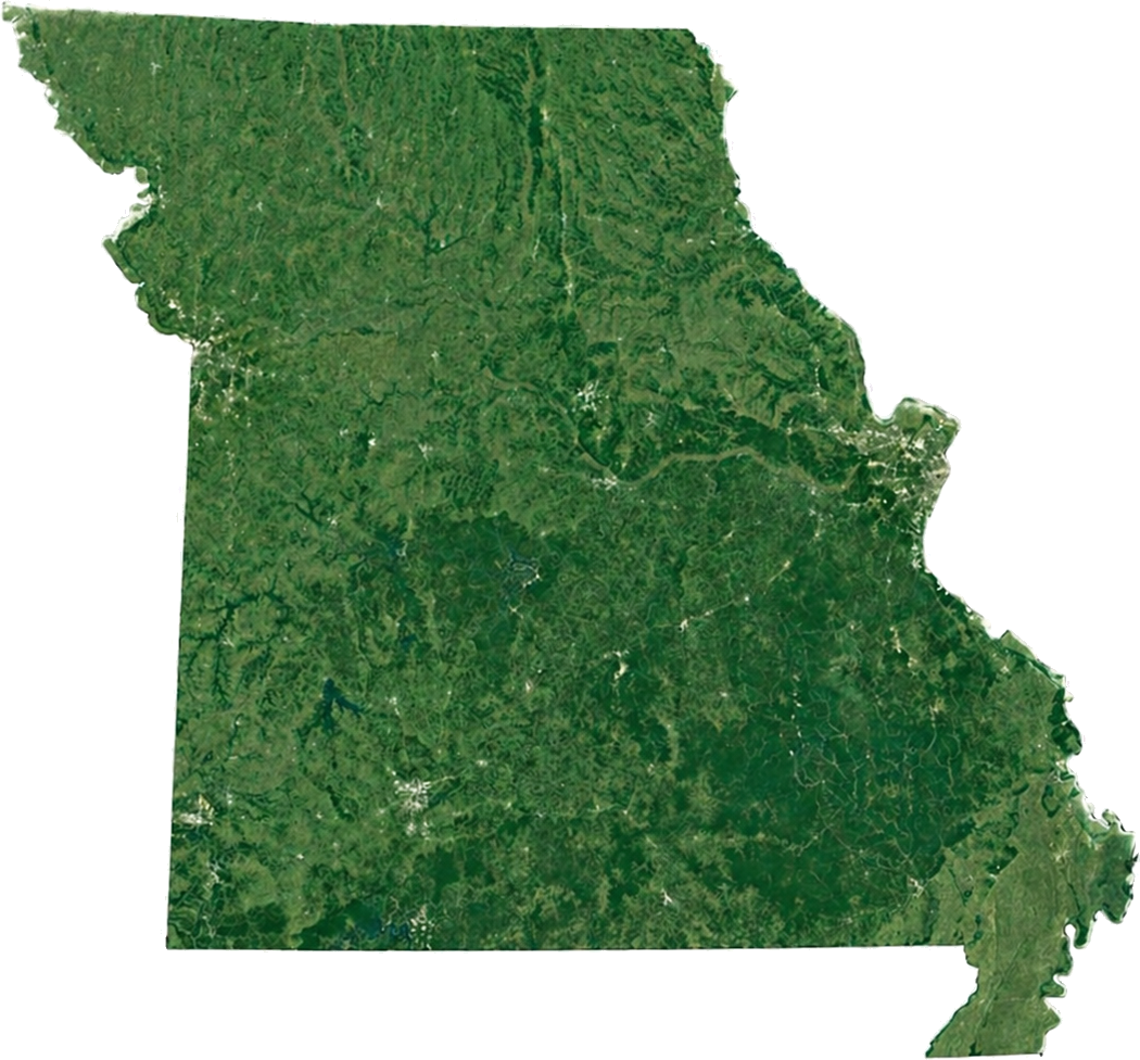 Satellite map of Missouri